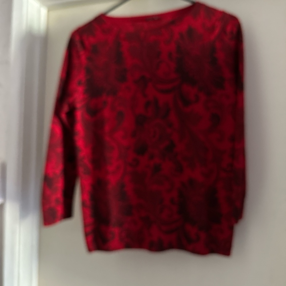 Talbots Red and Black Patterned Sweater